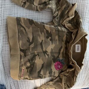 Hudson Baby Camouflage Sweatshirt with Pink Rose